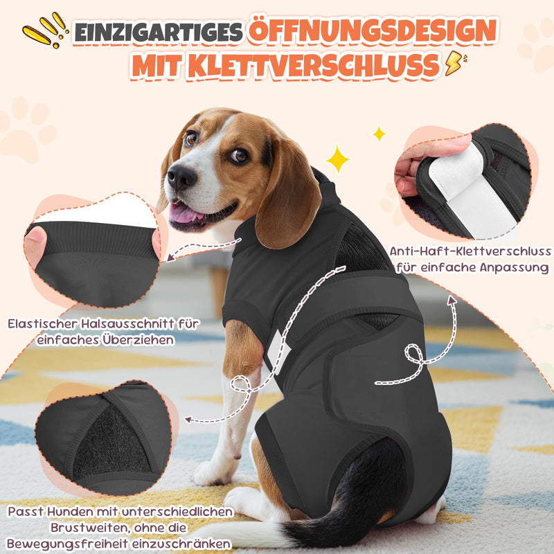 Eyein Dog Bodysuit After Surgery, Breathable Adjustable Onesie for Female and Male Dogs, Anti-Licking and Wound Protection, Alternative to E-Collar and Funnel After Surgery, Dark Grey, S darkgray