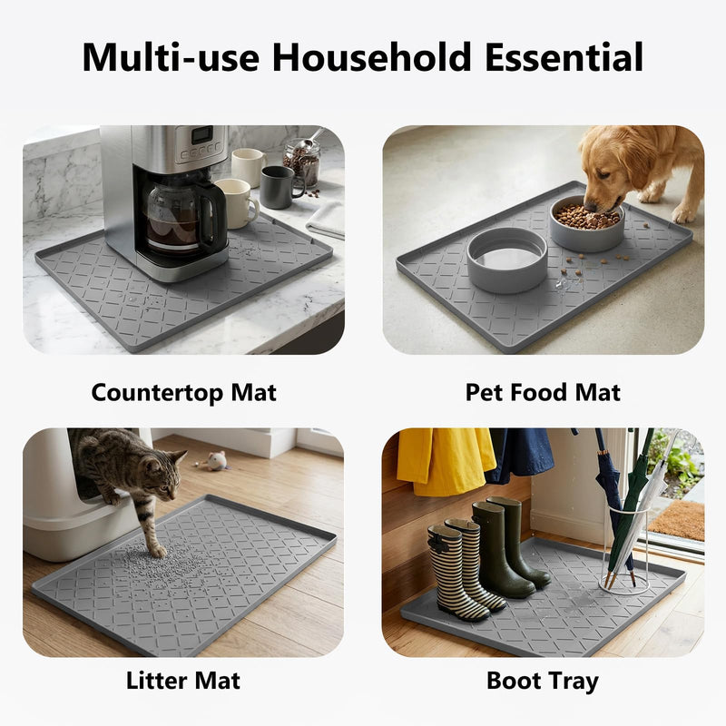 Mateeylife Under Sink Mats for Kitchen Waterproof 34"X22", Undersink Protectors，Silicone Mat Cabinet Liner, Under Sink Organizer for Bathroom and Kitchen，Boot Tray Pet Food Mat, Dark Grey 22''W x 34''L - PawsPlanet Australia