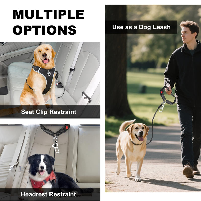Dog Seat Belt for Car,Chew Proof Dog Car Seat Belt,2 in 1 Car Harness for Dogs Safety Seat Belt,Heavy Duty Pet Seat Belt for Medium & Large Dogs Chewer Black - PawsPlanet Australia