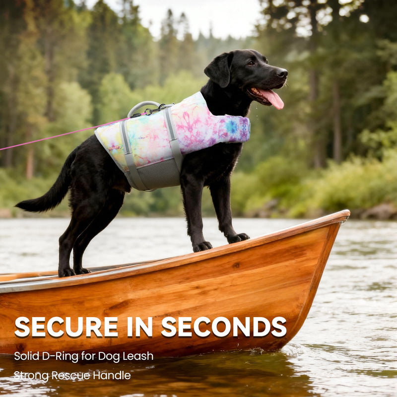 VIVAGLORY Rip Stop Dog Life Vest, Swimming Vest with Handle, Buoyancy for Doggy Puppy, Dog Life Jacket for Swimming & Boating, M, Multicolor M: 21-25 inch (Ribcage Girth)