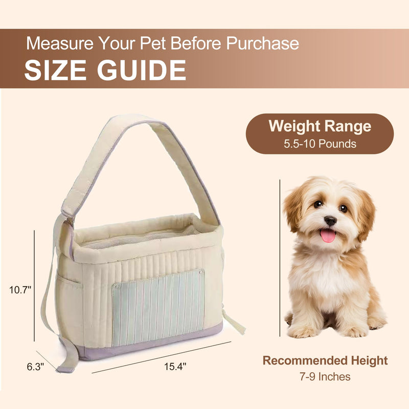 Stylish Quilted Dog Sling Carrier – Hands-Free Pet Shoulder Bag for Small Dogs & Cats, Breathable & Secure Travel Tote up to 12 lbs, Blue - PawsPlanet Australia
