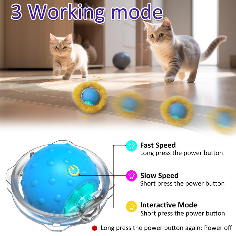 Interactive Cat Toys Ball Fast Rolling in Pouch, Motion Activate Chirping Cat Toy Hide and Seek Mouse Catching Game (Blue) Blue - PawsPlanet Australia