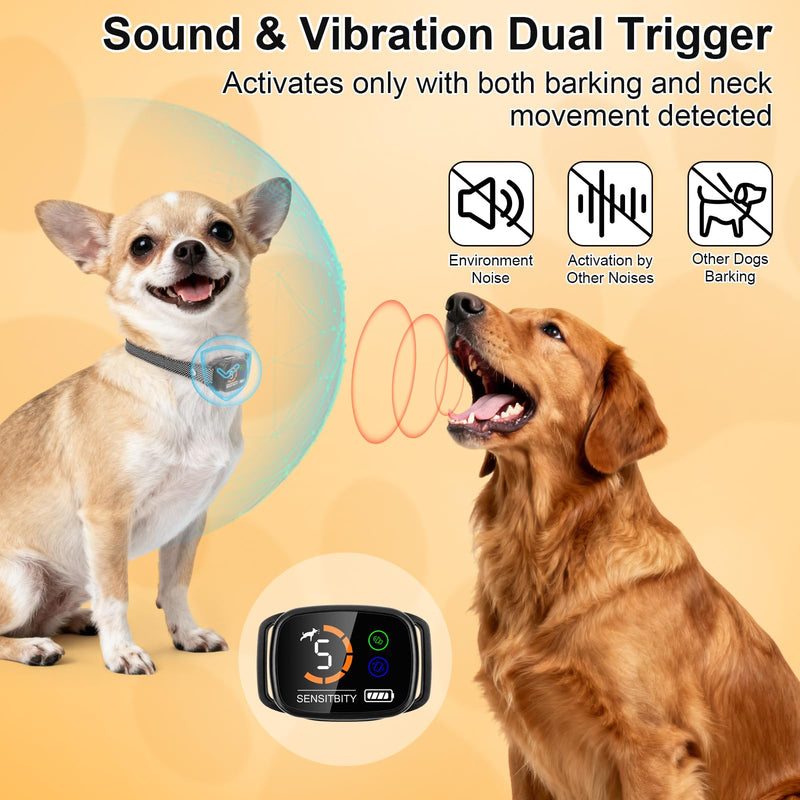 ETACCU Dog Bark Collar，Waterproof Rechargeable Digital Ultrasonic Bark Collars,Anti Barking Collar with 6 Adjustable Sensitivity Levels for Large Medium Small Dogs 1