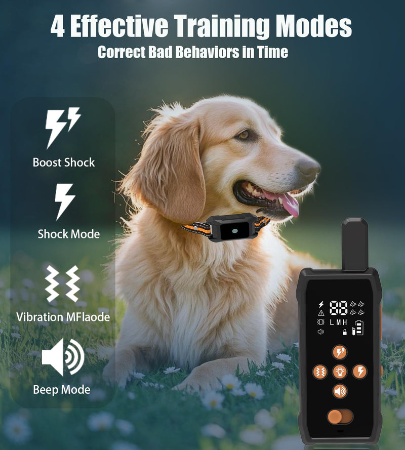 Dog Shock Collar - 4200FT Dog Training Collar with Remote Innovative IPX7 Waterproof with 4 Training Modes,Vibration and Shock,Rechargeable E-Collar for All Breeds - PawsPlanet Australia