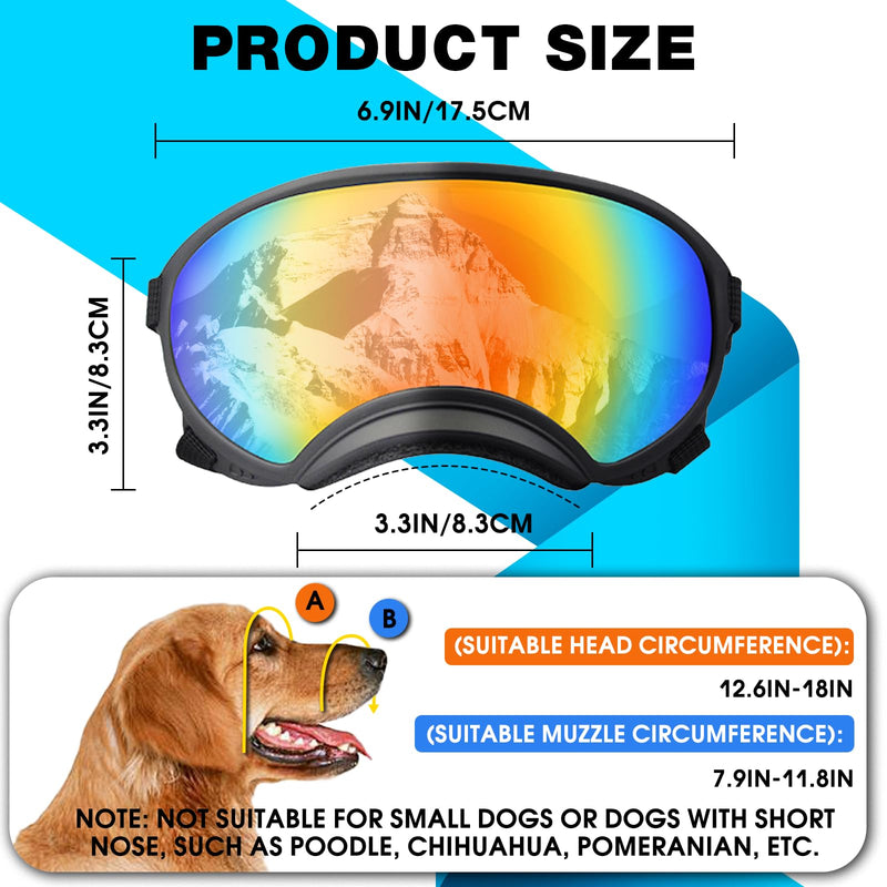 Pacify Dog Goggles for Large Dogs, UV Protection Dog Sunglasses with Adjustable Strap for Medium Large Dog Pet Glasses Black - PawsPlanet Australia
