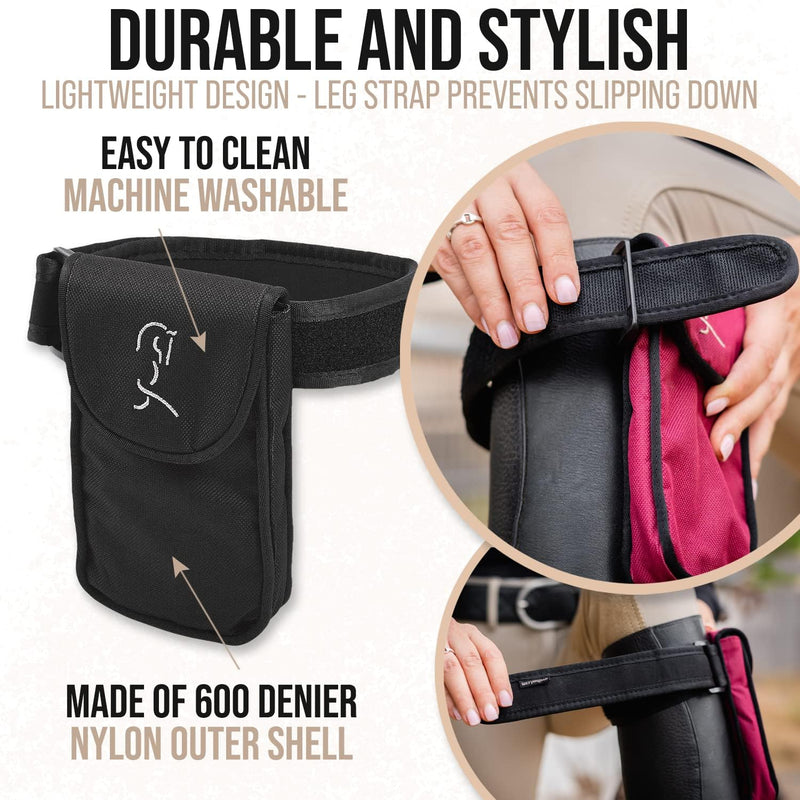 Woofhoof Equestrian Cell Phone Holder, XL Black On The Calf/Leg Band Holster - Perfect Horse Accessories, Universal Fit, Padded Strap, Magnetic Closure, Made of Durable Nylon, Machine Washable Extra Large