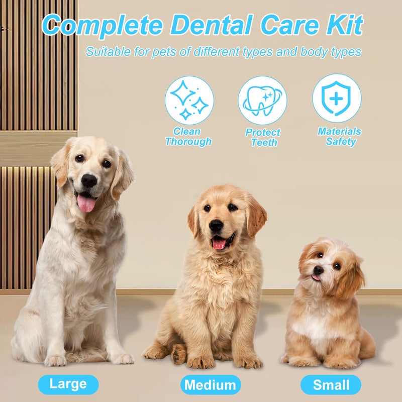 Set of 10 Dog Toothbrushes, 4 Finger Cots Dog Dental Care, 2 Triple Dog Toothbrushes, 4 Double Head Toothbrush for Dogs and Cats, Teeth Cleaning & Halitosis Reducing