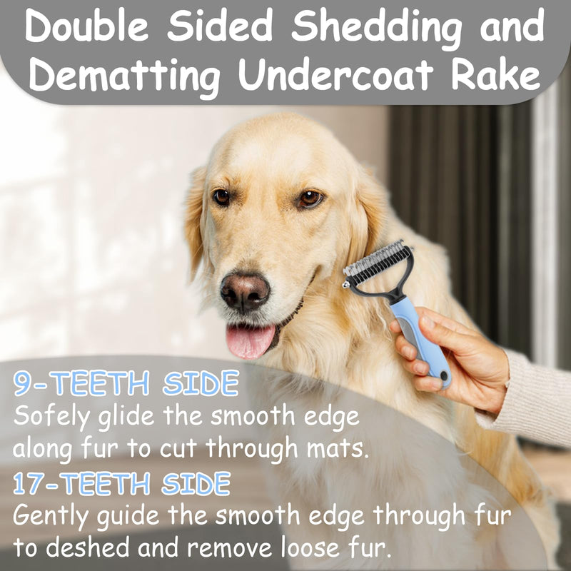 7 Pack Pets Grooming Brush Comb Kit,Double-Side Deshedding Dematting Dog Brush,Undercoat Rake for Dogs & Cats,with Metal Comb,Flea Comb,Open Knot Comb,Fine-Teeth Comb,Tear Stain Remover Comb Pet Combs with Deshedding Brush - PawsPlanet Australia