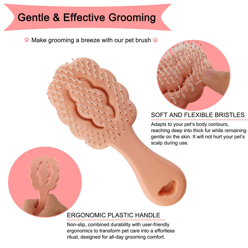 Cloud-Shaped Soft Bristle Puppy Brush for Small Dogs - Yorkie, Shih Tzu, Maltese, and Toy Poodles Grooming Tool with Detachable Lint Comb and Gift Box （Pink） Pink - PawsPlanet Australia