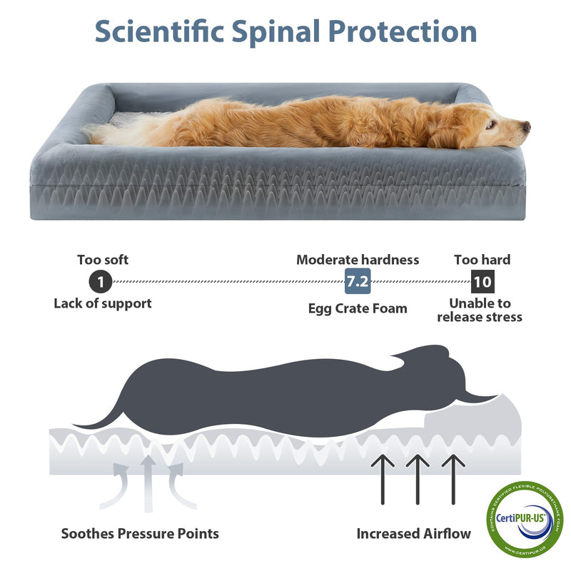 WNPETHOME XL Extra Large Dog Bed, Washable Dog Couch with Removable Waterproof Cover, Orthopedic Large Pet Sofa Bed with Bolster Sides for Sleeping Grey X-L (41x28x7in) - PawsPlanet Australia