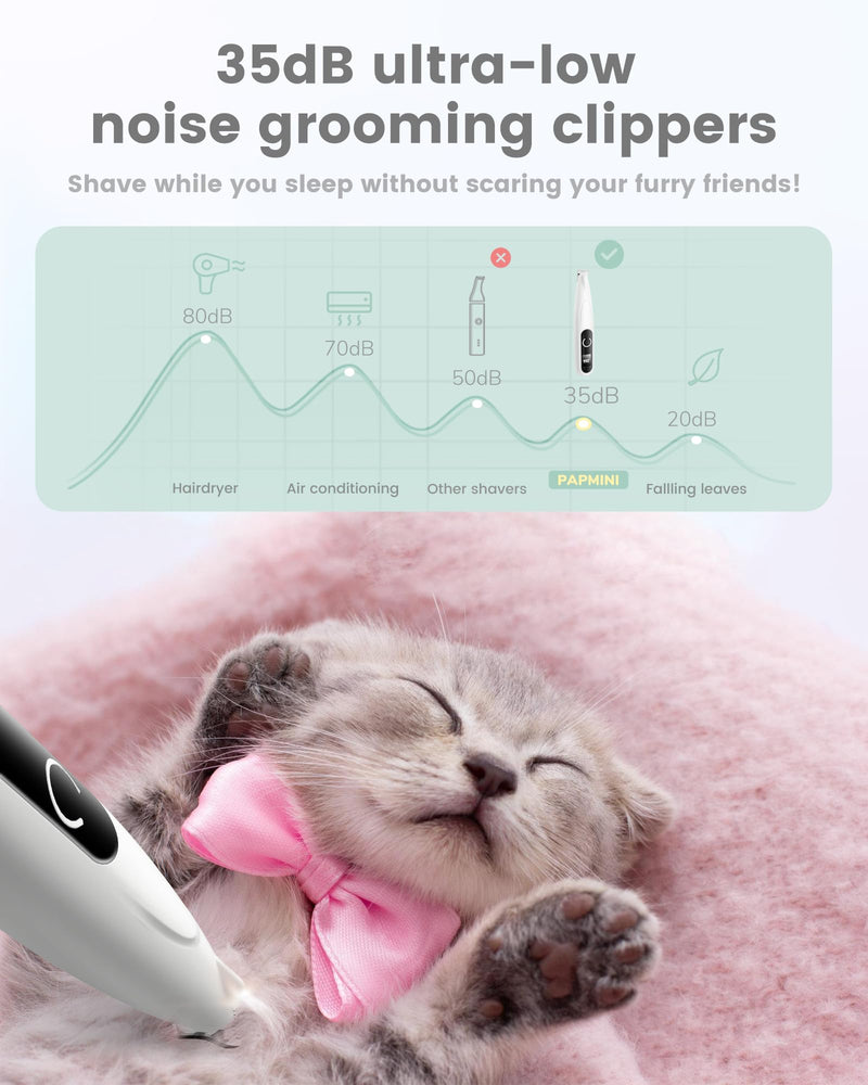 Dog Paw Trimmer, 35dB Ultra-Low Noise Cat Clippers for Grooming, Small Pet Shaver for Dog Clippers Cats Hair Around Paws, Eyes, Ears, Face, Rump with LED Light Cream - PawsPlanet Australia