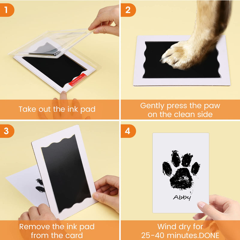 Nabance Paw Print Kit, Dog Nose Print Kit, No Mess Paw Print Stamp Pad for Dogs & Cats, 8Pcs Pet Paw Print Impression Kit with Photo Frames, Clean Touch Ink Pads, Nose Print Stamp Pad for Dogs Black 2-Pack, Large - PawsPlanet Australia