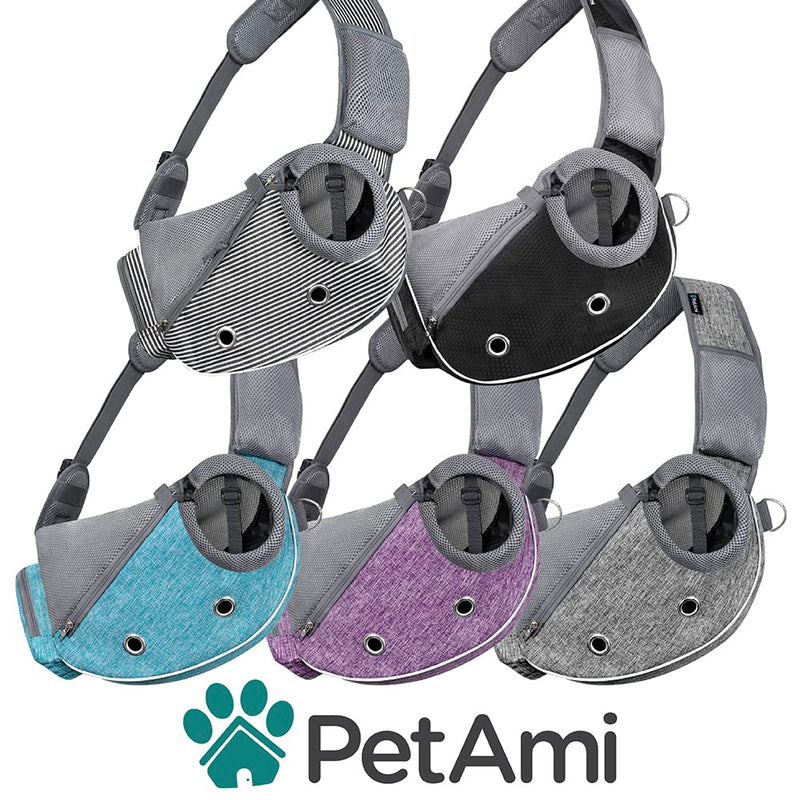 PetAmi Dog Sling Carrier for Small Dogs, Puppy Carrier Sling Purse, Dog Bags for Traveling, Carrying Bag to Wear Medium Cat, Adjustable Crossbody Pet Sling Travel, Poop Bag Dispenser, Max 5 lbs, Gray Small - up to 5 lbs - PawsPlanet Australia