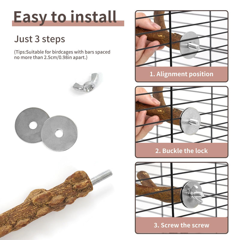 Bird Perches, 6pcs Natural Wood Birds Stand Branch, Bird Perch Chewing Stick Cage Accessories Parrot Climbing Standing Branches Paw Grinding Fork Sets for Parakeet Lovebirds Cockatiels Pattern-3 - PawsPlanet Australia