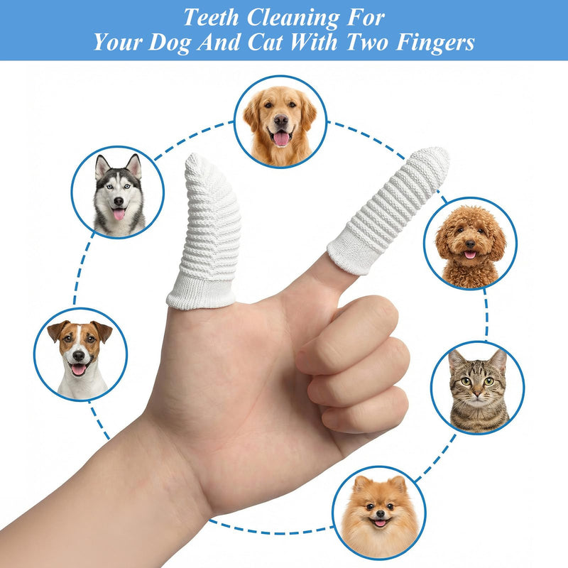 YUXIANLB 15 Pieces Finger-Shaped Dog Toothbrush 360° Pets Teeth Cleaning Dental Care Teeth Cleaning Pet Finger Toothbrush Dog Toothbrush Finger Brush Reusable for Dogs Cats Dental Care (White)
