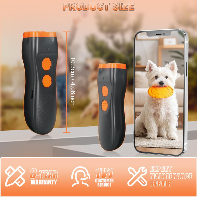 2025 Upgraded Dog Bark Deterrent Devices【Efficiency Increased 200%】【 1S Quick Response 】 100% Pet Safe, 3-in-1 Ultrasonic Dog Bark Deterrent Suitable for Indoor and Outdoor Use Orange - PawsPlanet Australia