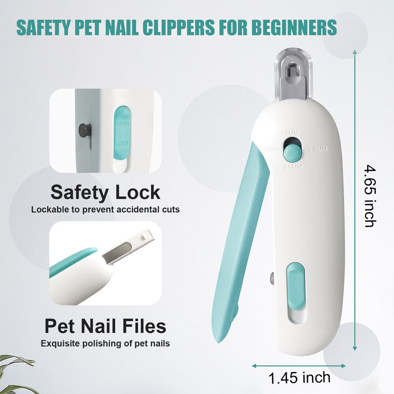 Cat Nail Clipper with Adjustable Aperture, Dog Nail Trimmer with Nail File for Puppies, Safe Pet Claw Clipper Grooming Tool to Avoid Over Cutting, Professional Pet Nail Cutter for Beginners (Blue) Blue - PawsPlanet Australia