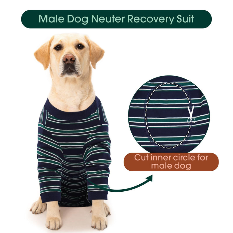 Kuoser Dog Surgery Suit Female Spay, Soft Dog Pajamas, Long Sleeve Dog Recovery Suit, Dog Clothes Onesie for Surgery, Pet Neuter Spay Bodysuit Apparel with Zipper, E-Collar & Cone Alternative Medium Navy - PawsPlanet Australia