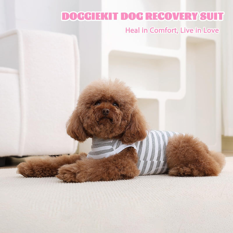 Dog Surgery Recovery Suit,Surgical Recovery Suit for Female and Male After Surgery, Dog Surgical Shirt,Puppy Onesie Bodysuit for Small Medium Dogs and Cat (Gray/White, S) Gray/White