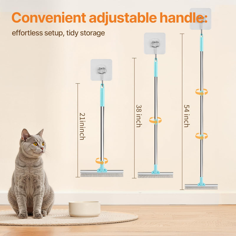 2 in 1 Carpet Rake for Pet Hair Removal, Reusable Pet Hair Remover, 54” Adjustable Long Handle Cat Dog Carpet Rake Scraper, Dog Hair Rake Brush for Rugs, Mats, Couch, Furniture - PawsPlanet Australia