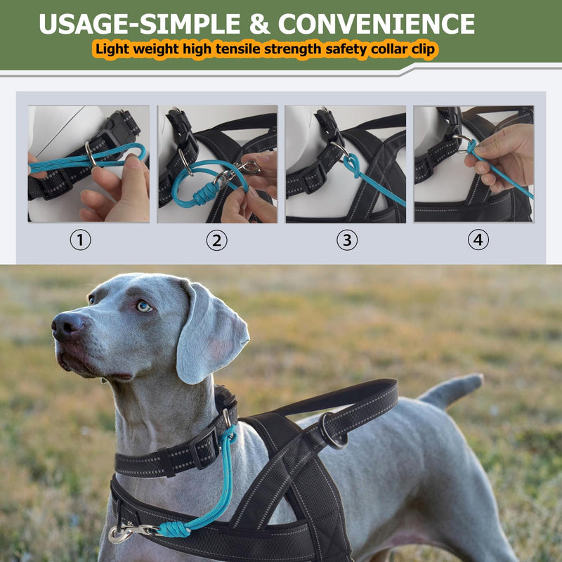 Pet Dog Safety Collar Clip 9" Backup Collars Clips 1000lb 4.3mm Paracord Safety Straps Light Weight High Pull Strength Reflective Design for Pets' Harness and All Collars (Black & Neon Green, 9") Black & Neon Green 9" - PawsPlanet Australia