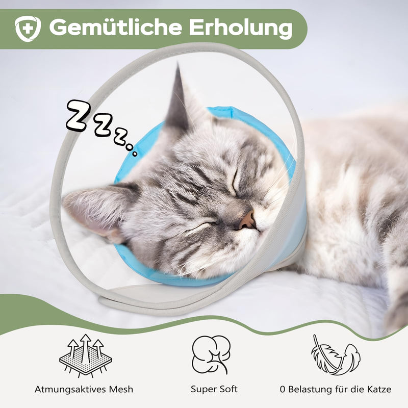 Supet Soft Cat Collar: Comfortable Waterproof Mesh Recovery Cone After Surgery to Prevent Licking and Scratching, Alternative to Plastic Elizabeth Head/Neck Cone (Light Blue, S) lightblue