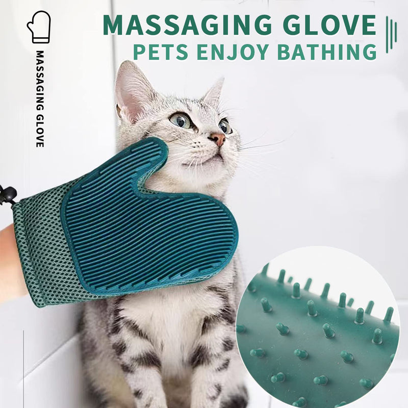 2 in 1 Cat Fur Glove & Pet Hair Remover Glove, Dog Grooming Glove Brush for Shedding, Massage, Efficient Pet Hair Remover Mitt for Cleaner Couch, Carpet [Blue/Single] - PawsPlanet Australia