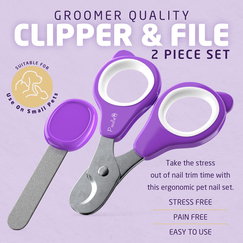 POODLIE Pet Nail Clippers - 2 Pc Nail Trimmers for Dogs & Cats - Professional Grooming Clippers - Dog Grooming Kit - PawsPlanet Australia
