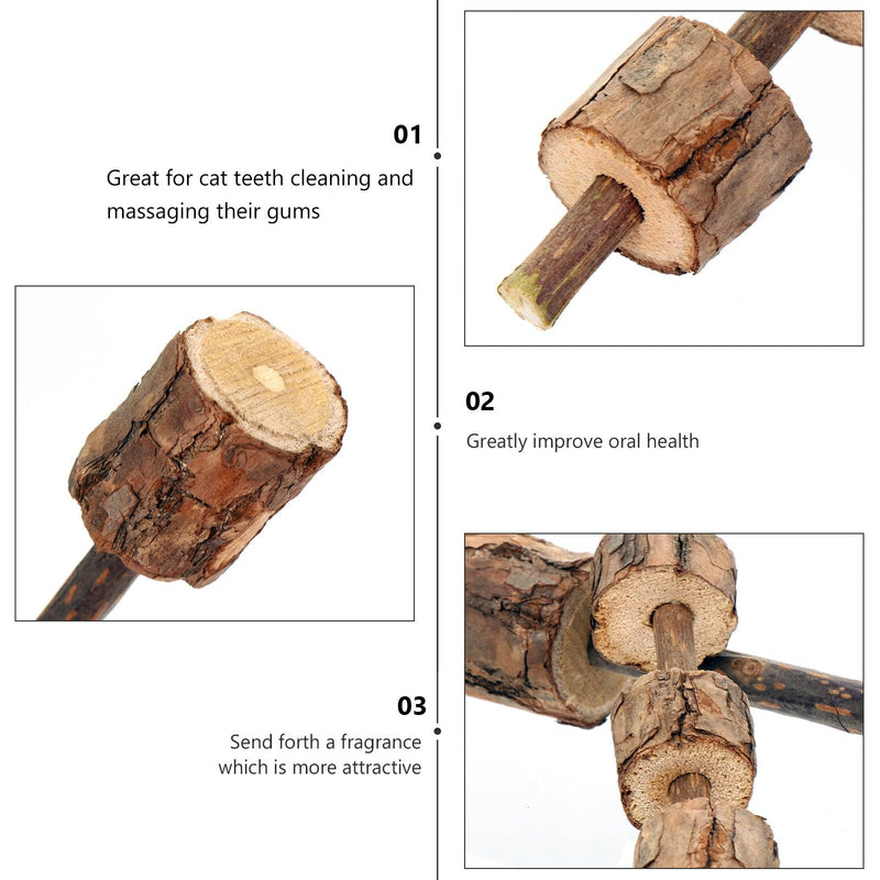 COHEALI Silver Wine Cat Chew Stick, 2-Piece Wooden Toy to Prevent Destructive Behavior and Clean Teeth for Cats and Kittens on the Go, Random Style