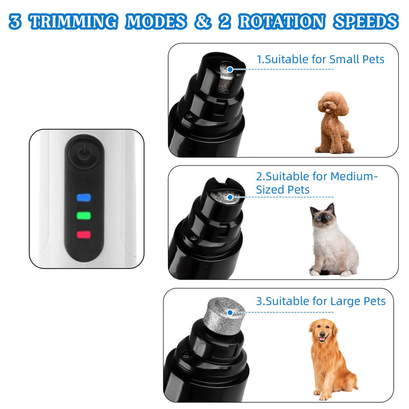 Silent Groom Pro Cordless Nail Grinder for Dogs and Cats - Quick USB Charge with 3 Grinding Heads (Includes 2 Replacement Heads) - PawsPlanet Australia