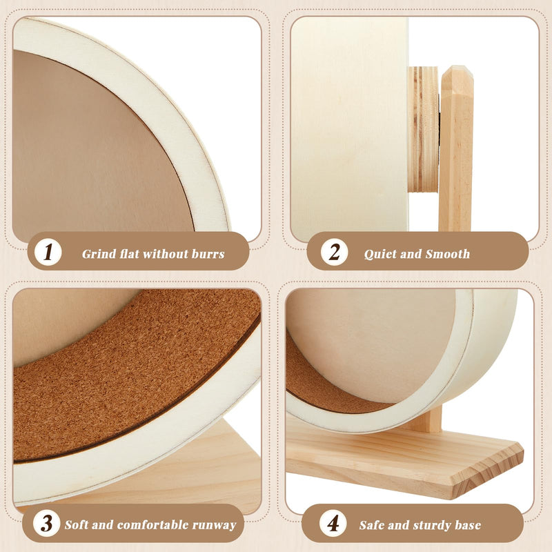 2 Pcs 7.9" M Size Wooden Hamster Wheels and Hamster Water Bottle Set Guinea Pig Running Silent Exercise Wheels Small Animal Water Dispenser Stand Holder for Guinea Pig Gerbil - PawsPlanet Australia