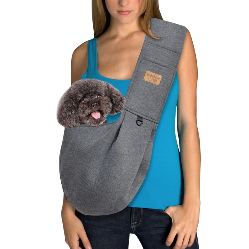 Dog Sling Hands Free Dog Sling Carrier Adjustable Strap Dog Carrier Sling Soft Cotton Dog Carrier Bag Dog Carriers with Pocket for Travel Outdoor(Dark Grey) Thick straps Dark Grey - PawsPlanet Australia