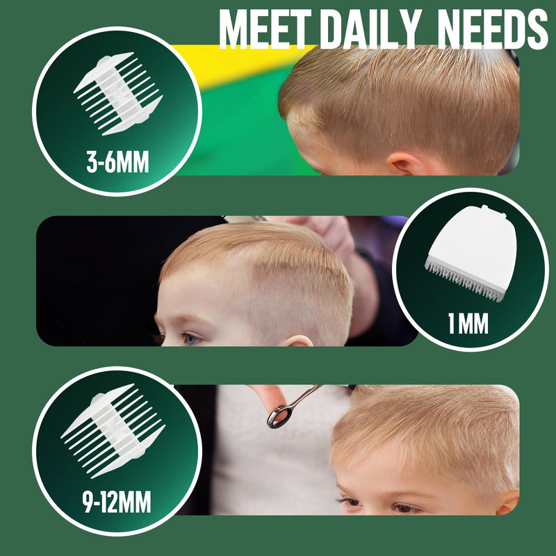 Baby Hair Clippers, Cordless Hair Clipper for Kids with LED Display, Baby Hair Cutting Kit with Skin-Safe Blade, Waterproof Hair Trimmer for Children/Toddler, Rechargeable& an Hour Quick Charger Deep Green - PawsPlanet Australia