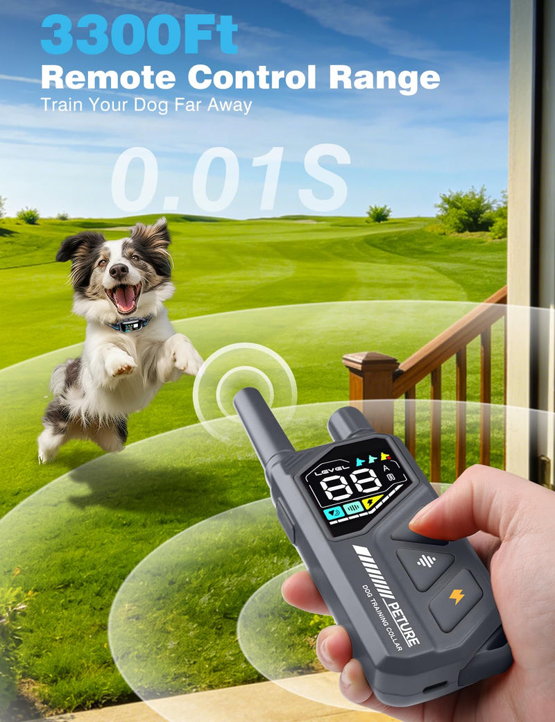 2-in-1 Dog Shock & Bark Collar Combo - New Updated Automatic Bark Collar & 3300Ft Remote Training Collar with 3 Training Modes for 7-120lbs Small Medium Large Dogs, IPX7 Waterproof E-Collar Grey - PawsPlanet Australia