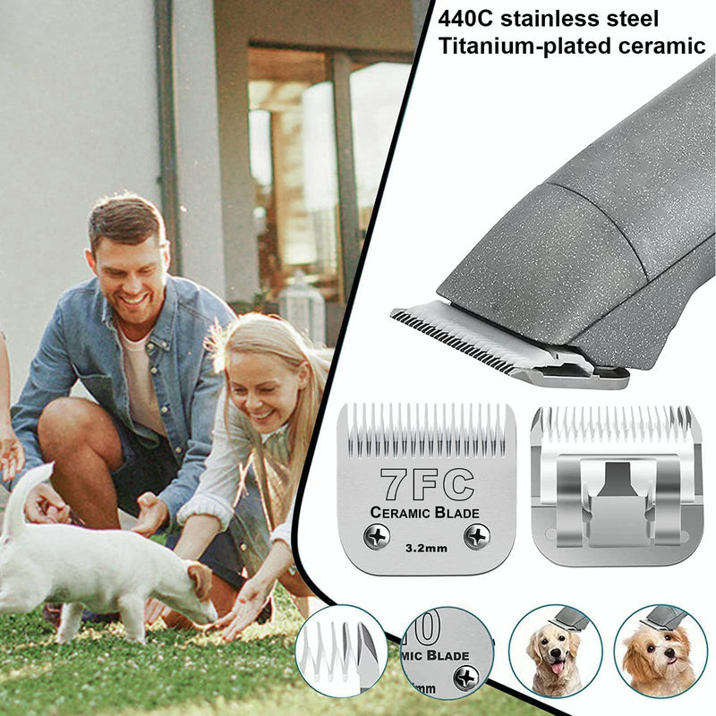 2Pack 7FC Blade Detachable Pet Dog Grooming Clipper Blades, Compatible with Andis Dog Clipper/Most Oster A11/Wahl KM Series Pet Clippers 7FC 3.2 mm | 2 PCS