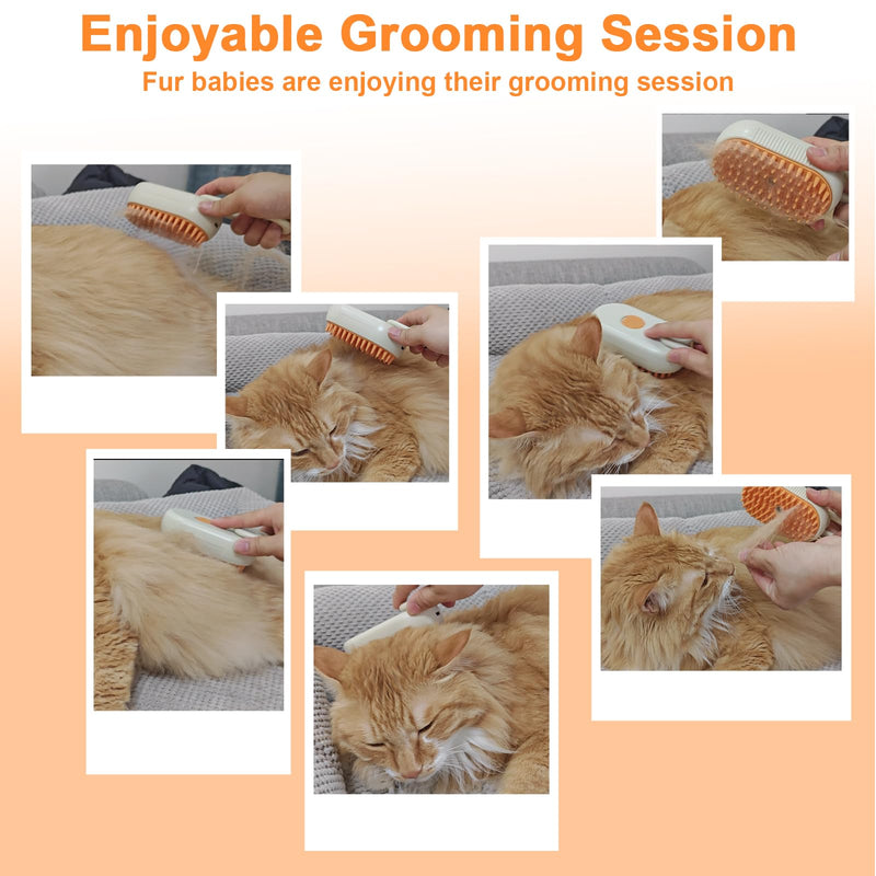Nepfaivy Pet Steam Brush for Cat - Cat Steam Brushes for Indoor Cats Shedding, Rechargeable Steaming Brush for Dogs, Dog Mist Water Steamer, Pet Spray Hair Removal Comb for Massage Grooming KhakiFoldable - PawsPlanet Australia