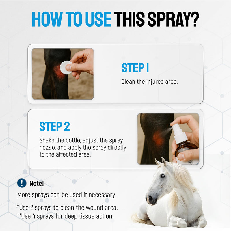Horse Wound Care Spray with Silver – Wounds, Scratches, Cuts, Abrasions, Itching, Hot Spots, Skin Irritation – First Aid Solution and Breeds – 4 Oz Spray for Horses - PawsPlanet Australia