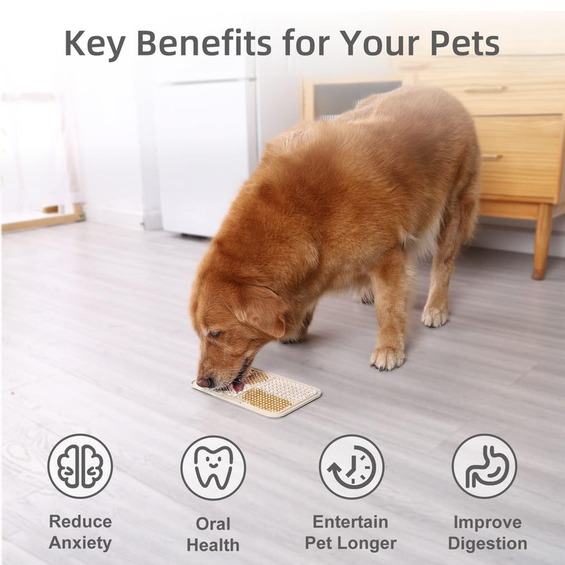 MateeyLife 2PCS Large Lick Mat for Dogs and Cats with Suction Cups, Dog Lick Mat for Anxiety Relief, Dog Toys to Keep Them Busy, Dog Enrichment Toys for Bathing, Cat Peanut Butter Lick Pad for Boredom 9.9'' × 6'' Gray&Beige - PawsPlanet Australia