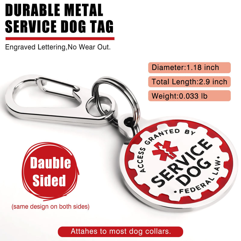 Service Dog Tag,Engraved Metal Dog ID Tag with Double Sides for Small Medium Large Extra-Large Dogs,Long-Lasting 1.2 Inch Tag Easy to Attach for Service Dog Collar Vest Harness - PawsPlanet Australia