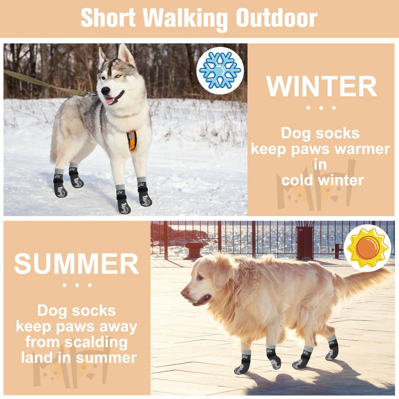 BEAUTYZOO Anti-Slip Dog Socks,Dog Shoes for Hot/Cold Pavement,Paw Protectors with Grips 3 Pairs for Puppy Small Medium Large Senior Old Dogs,Dog Socks to Prevent Licking & Hardwood Floor Protection S(Pack of 6) Alligator Grey - PawsPlanet Australia