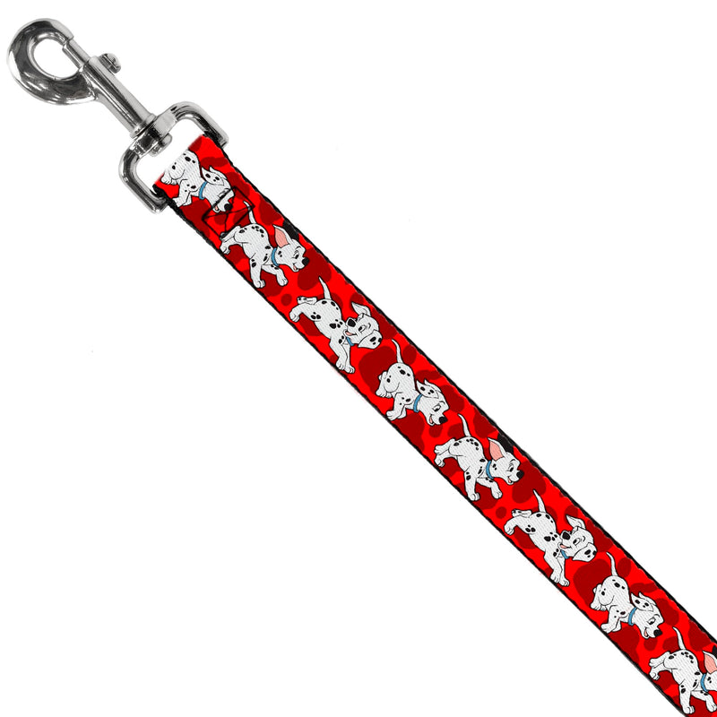 Buckle-Down Pet Leash - Dalmatians Running/Paws Reds/White/Black - 6 Feet Long - 1.5" Wide - PawsPlanet Australia