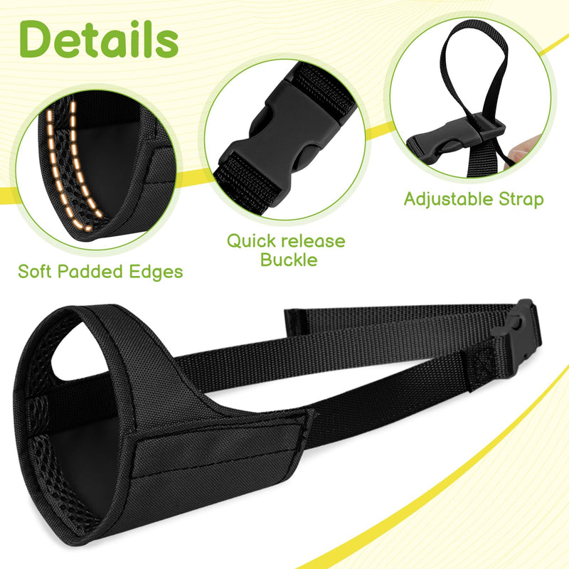 Mayerzon Short Snout Dog Muzzle for Small Medium Dogs, Soft & Sturdy Fabric, Anti Excessive Biting Chewing, Suits Schnauzer Bully Boxer Puppy for Grooming Vet Visits Walk, Allows Drinking(Black, M) Black M [Snout Cir: 8.5-9.5"] - PawsPlanet Australia