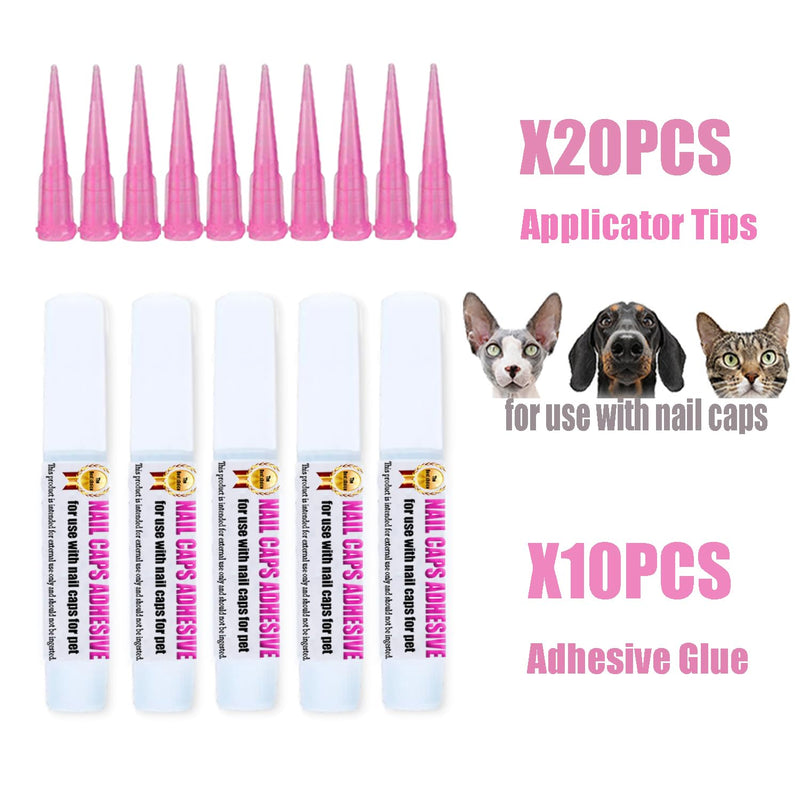 10pcs of Special Pet Nail Adhesive Glues & 20pcs of Applicator Tips for Cat Nail Caps and Dog Nail Caps 10pcs - PawsPlanet Australia