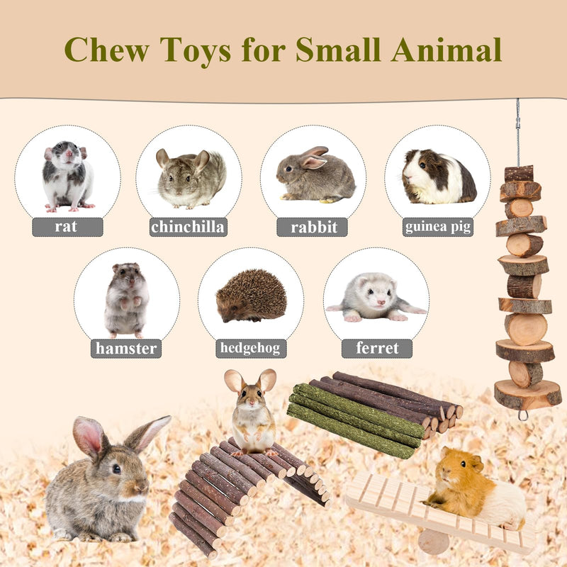 Hamster Toys, Rabbit Chew Toys Guinea Pig Enrichment Toys Cage Accessories for Chinchilla Gerbils Rats Bunny Squirrels Part A