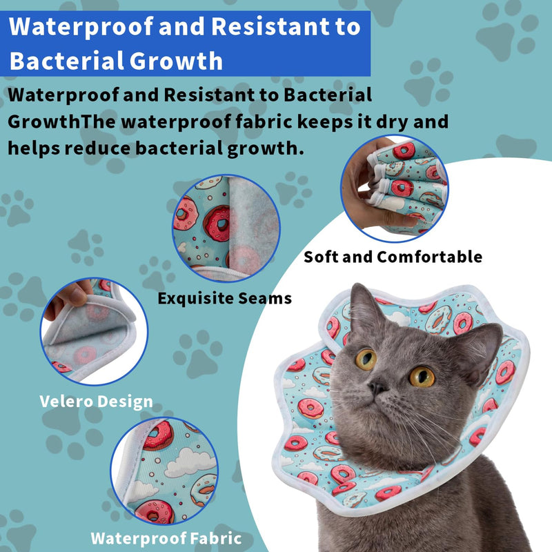 Soft Cat Cone Collar,Pet Recovery Collar,Comfortable Lightweight Elizabethan Collar for Small Dog Cat Prevent from Licking Wounds (Medium/Donut Pattern) Large / donut pattern - PawsPlanet Australia