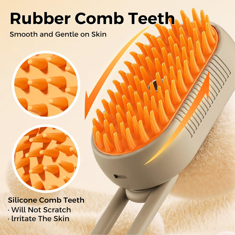 Upgraded 4-in-1 Pet Steam Beauty Brush Wireless Rechargeable Cat and Dog Hair Removal Tool - Anti-Static, Massage, Deep Cleaning, Detangling, One-Stop Professional Beauty Solution brown - PawsPlanet Australia