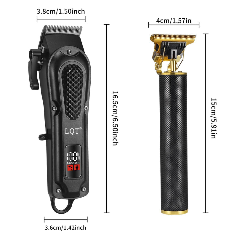 LQT® Men's Professional Hair Clippers Kit，Cordless & Corded Barber Clippers Set，Grooming Rechargeable Beard Trimmer with Adjustable Blade Black - PawsPlanet Australia