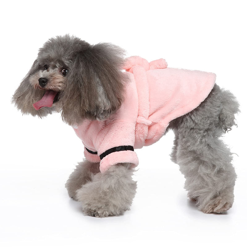 Petyoung Pet Bathrobe Dog Pajama Thickened Hooded Bathrobe Quick Drying and Super Absorbent Dog Bath Towel Soft Pet Nightwear for Puppy Small Dogs Cats Pink Medium - PawsPlanet Australia