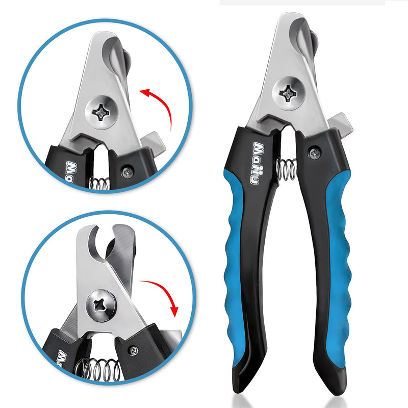 Dog & Cat Nail Clippers, Pet Nail Clipper and Trimmer with Safety Guard to Prevent Over Cutting, Grooming Razor Sharp Blades with Nail File for Small, Medium, Large Breeds, L Black Blue Blackblue - PawsPlanet Australia