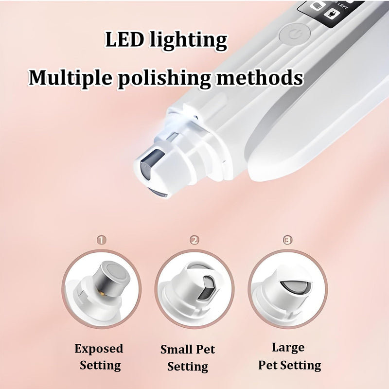 2 in 1 Dog Nail Trimmers & Clippers with LED Lights & Display,Splash Guard,Multiple Grinding Methods, Ultra-Quiet,USB Rechargeable, for Small, Medium, and Large Cats & Dogs White-03 - PawsPlanet Australia